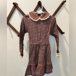 Vintage dress brown micro floral little girl